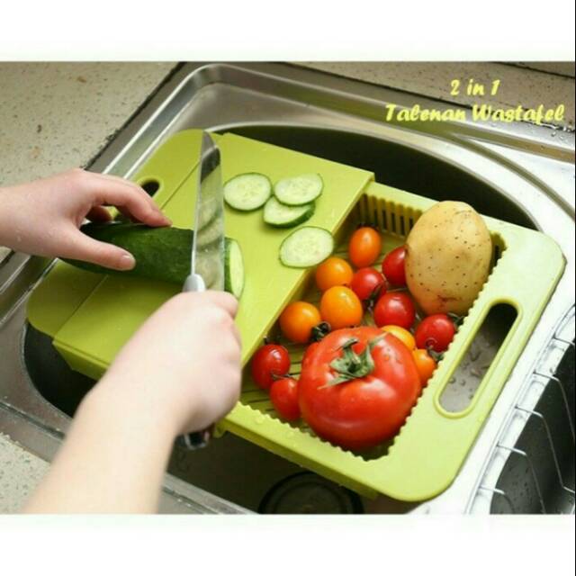 Talenan Plastik Wastafel 2in1 Biru Praktis Kokoh Minimalis