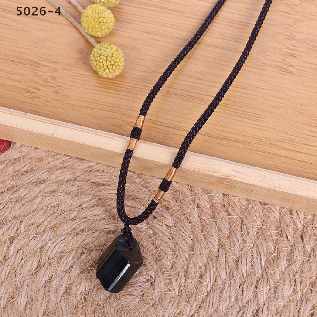 5026-4 Natural Black Tourmaline Stone Necklace Crystal Black Tourmaline Pendant 5026-4