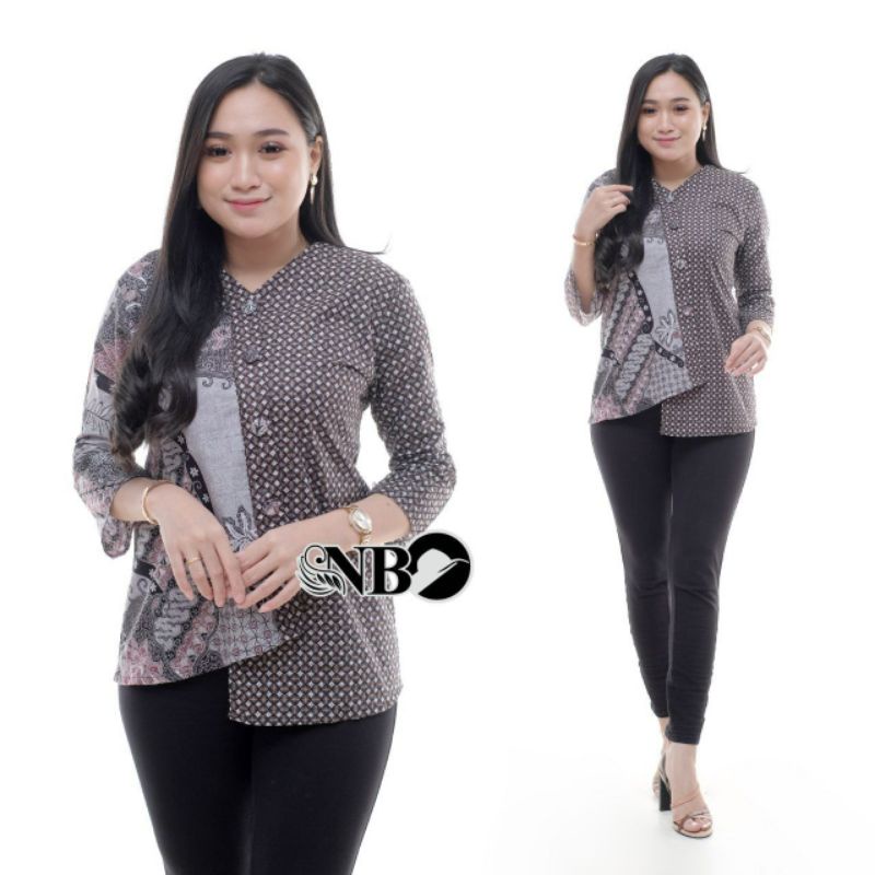 Batik Wanita Atasan modern kantor 210389 size M L XL XXL Genes Monalisa Kerja Kantor Asli Pekalongan