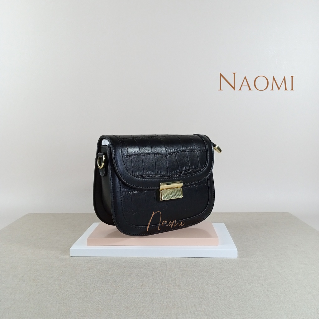 NAOMI - Clarissa Sling Bag Import - Tas Selempĺang Croco Fashion Premium Kulit Wanita - Hand Bag Leather Korea - Handbag Sintetis PU - Tas Wanita - Tas Naomi - Naomi Bag - tas motif croco - women bag