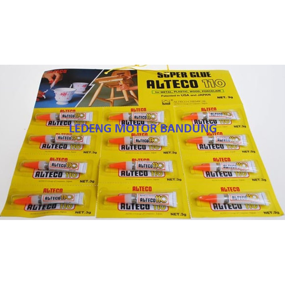 Alteco 110 Lem Super Glue 3 Gram Tube Jepang Kertas Besi Kayu Tembok