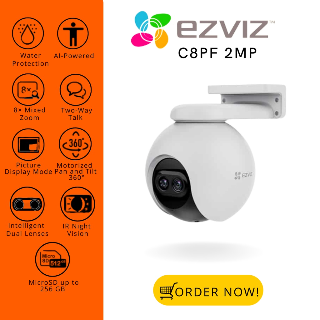 CCTV Portable/Babycam EZVIZ C8PF 2MP OUTDOOR 2 LENS 4x ZOOM OPTICAL