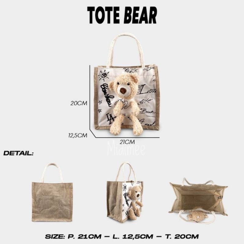 TERLARIS TAS KANVAS Boneka 3D IMPORT MOTIF TERMURAH 8037- souvernir Hand bag Tote beat teddy bear lucu 3D Chail