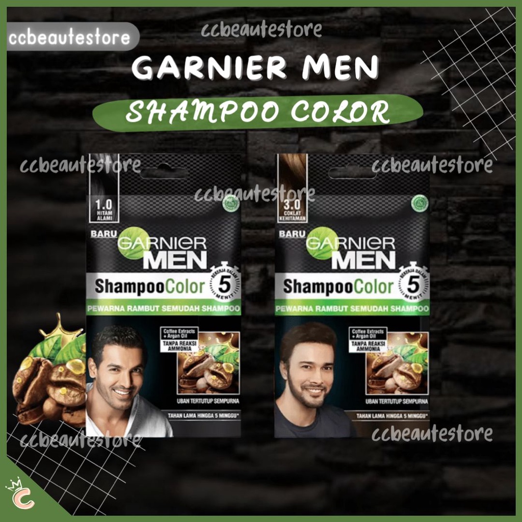 Jual Garnier Men Color Shampoo Color 1.0 Hitam Alami / 3.0 Coklat