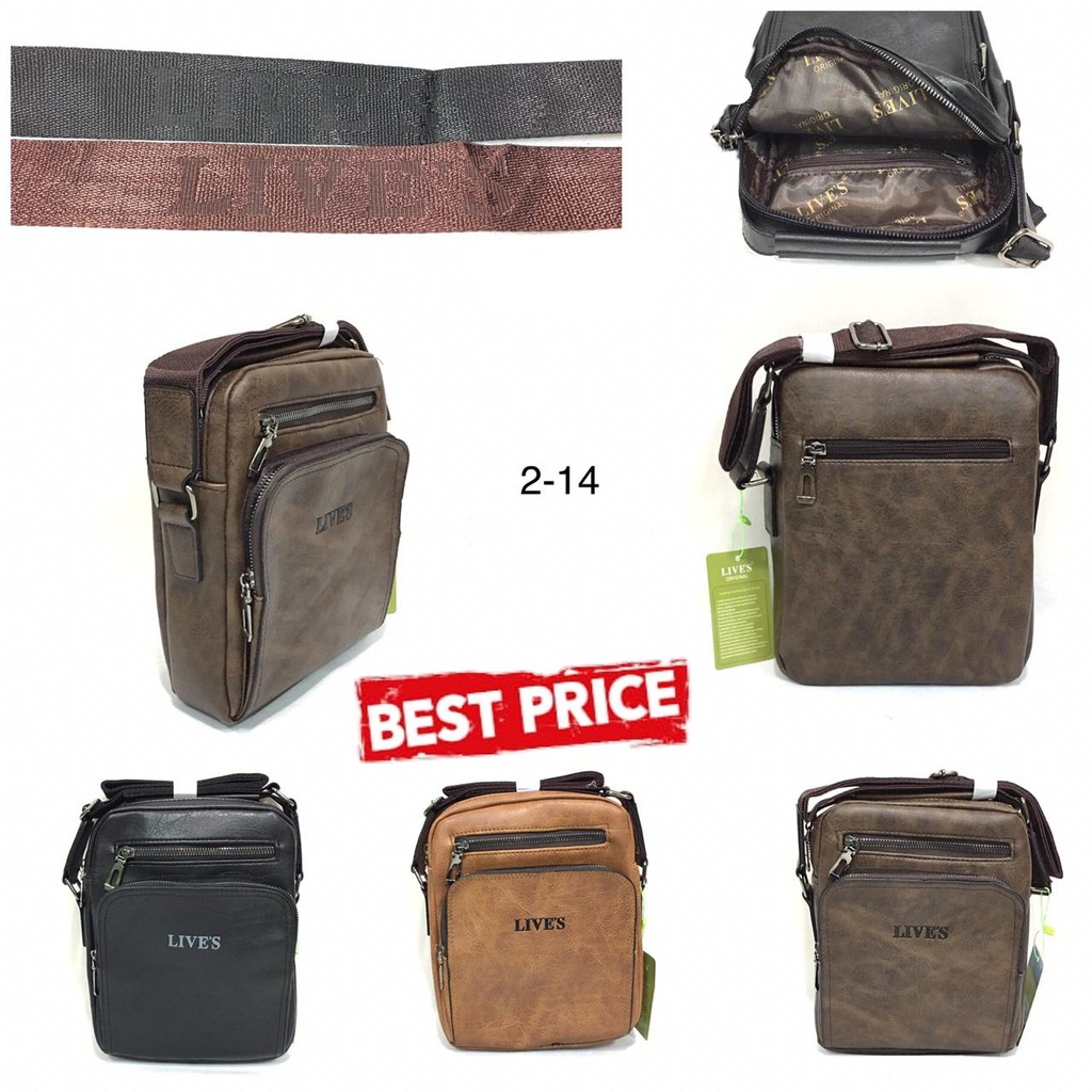 Tas Slempang Selempang Pria Laki Cowo Kulit Sling Travel Bag Impor Ori Asli PU Leather : 2 - 14