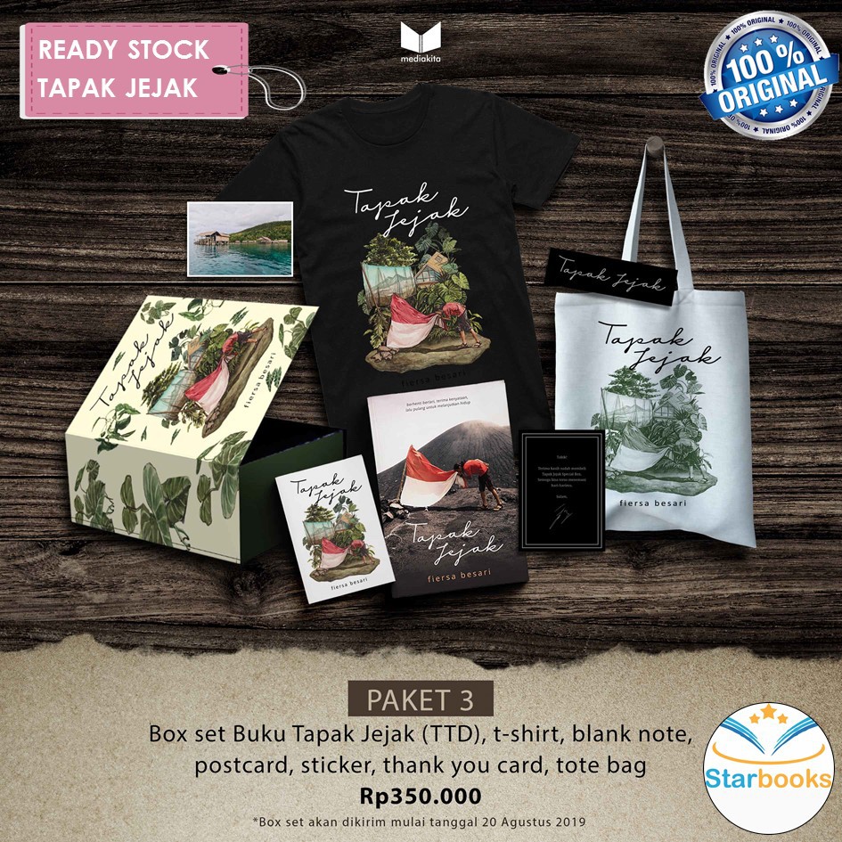 SIAP KIRIM PAKET 3 BOXSET TAPAK JEJAK TTD FIERSA BESARI (FREE KAOS,NOTES,STICKER,POSTCARD,DLL)