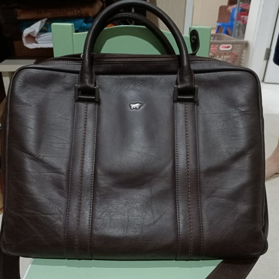 braun buffel tas kerja pria preloved