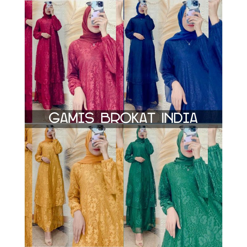 DRESS MALAYSIA / GAMIS MELAYU BROKAT INDIA MOTIF RANDOM