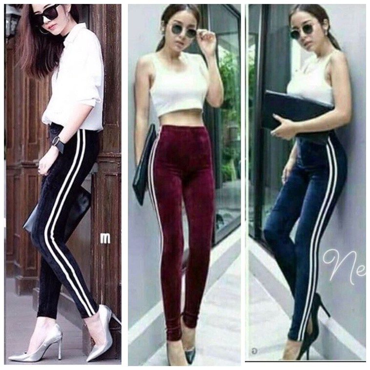  CELANA  LEGGING BLUDRU  WANITA LIST CELANA  BAHAN  HIGHWAIST 