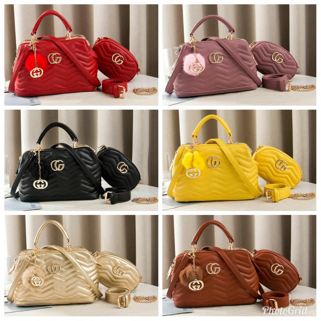 Gucci Doctor Rose 3298 DEN set waist bag TAS BRANDED WANITA TAS IMPORT TAS BATAM TAS WANITA