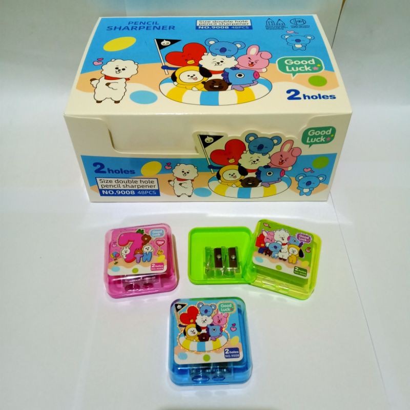 

SATUAN ( 1 PCS ) Ongotan / Serutan / Rautan Pensil BT21 LUCU Dua Lubang Murah