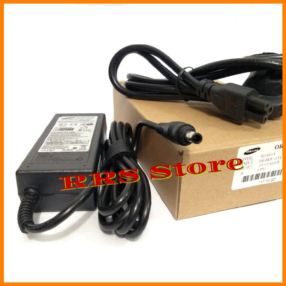 Adaptor Charger Samsung19V 3.16A 5.5X3.0MM NP270 NP275 NP300 NP355  P35 P30 P29 P28G P28 P27 P26 P200 NP-X460 NP-X360 NP-R610 NP-R505 NP-R503 NP-R410L NP-R408L NP-Q308 NP-Q208 NP-P510 NP-P410L NP-P208 NP-ND10 NP-NC10 NC10 M40X460 X360 X15 X10 X06 X053 X11