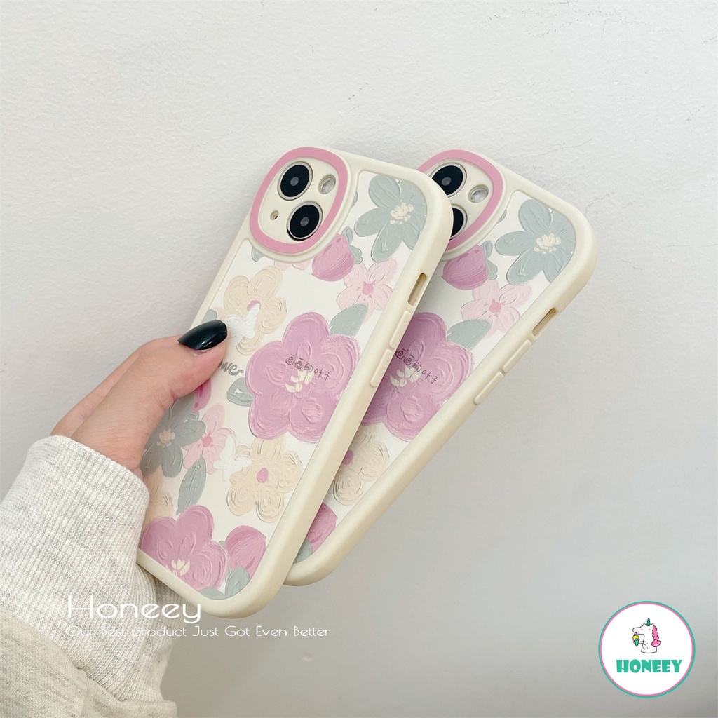 Soft Case TPU Motif Bunga Pink Retro Untuk IPhone 13 12 11 Pro Max X XR 8 7 Plus