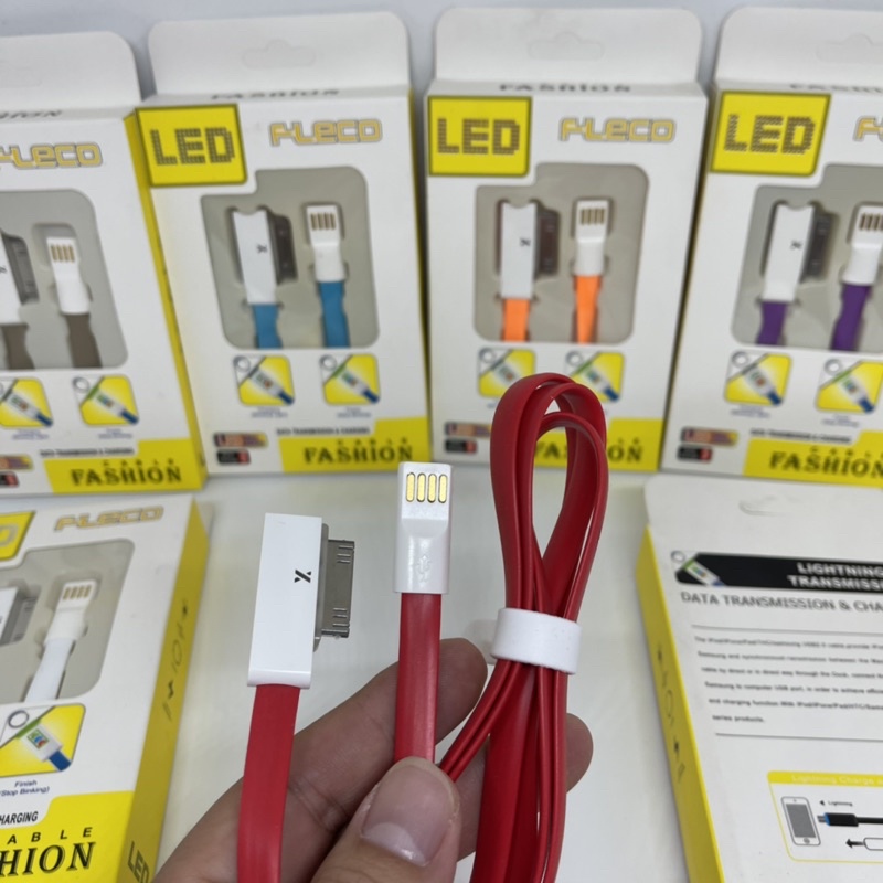 PROMO KABEL DATA FASHION LED FLECO ORIGINAL IPH 4 4S IPAD 1 2 3 IPOD 3 4 IC AUTO POWER