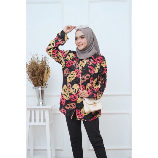 PROMO BLOUSE/ATASAN/KEMEJA WANITA RAYON VISCOSE JUMBO LD 110&amp;120