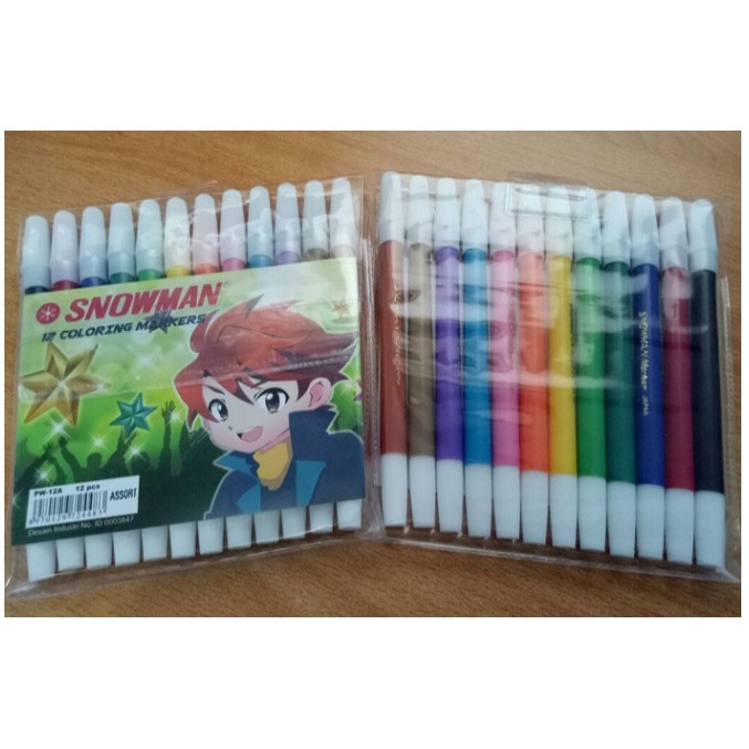 

Spidol Kecil Snowman Marker 12 Warna - sign pen ( Perset )