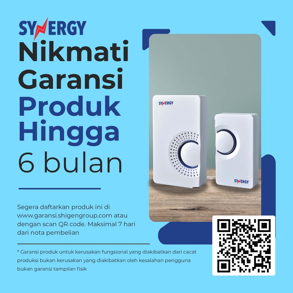 Bel Pintu/DoorBell Wireless SYNERGY by Shigen Tanpa Kabel SYN-8848D/DC