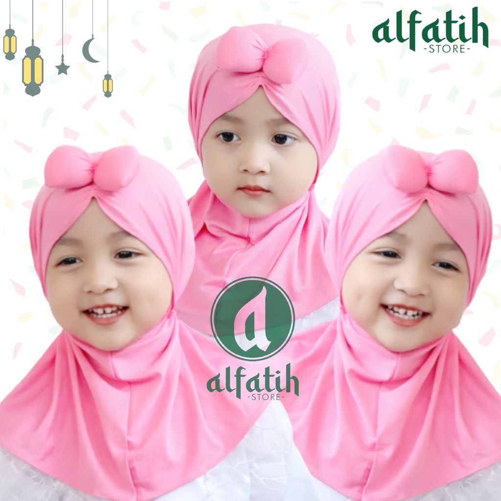 ALFATIH STORE / Jilbab Anak Minie  Pita POLOS Depan Imut dan Cantik / Jilbab Anak Murah / HIJAB ANAK