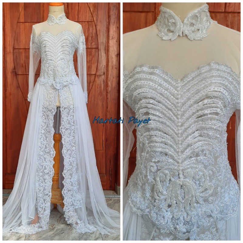 (Ready) Kebaya Akad Full Payet / Kebaya Pengantin / Gaun Akad Pengantin