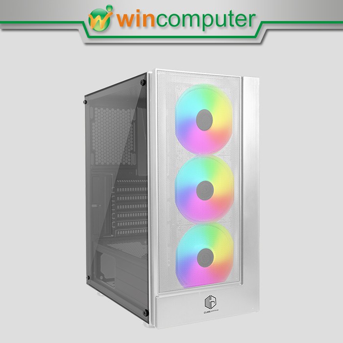 Cube Gaming Licht WHITE - Tempered Glass, ATX, 3x Rainbow RGB Fan