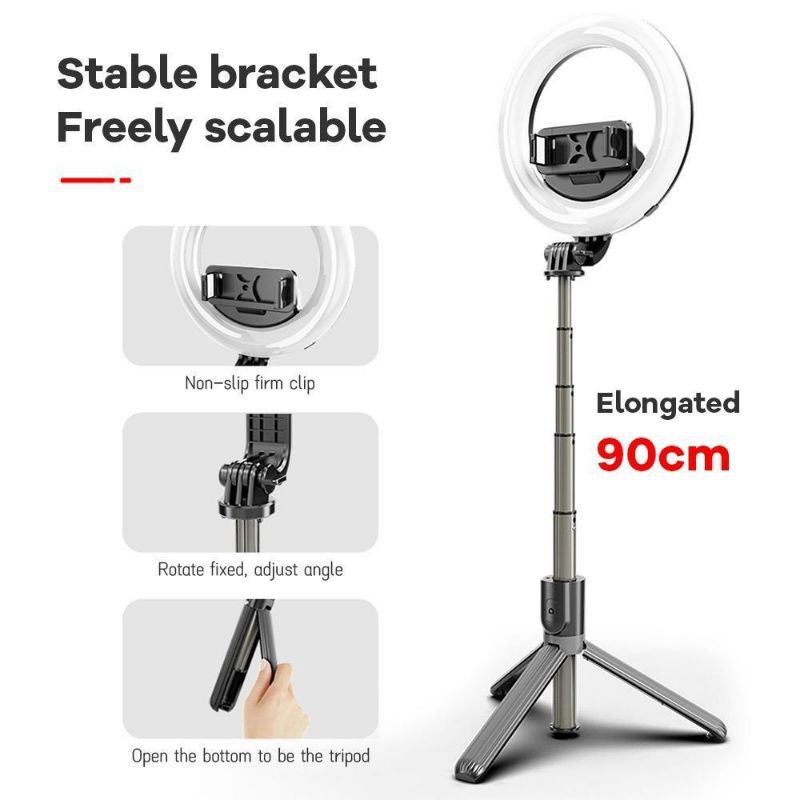 RING FILL LIGHT L07 3in1 bluetooth tripod selfie tomsis tongsis tiktok live streaming 3mode lamp