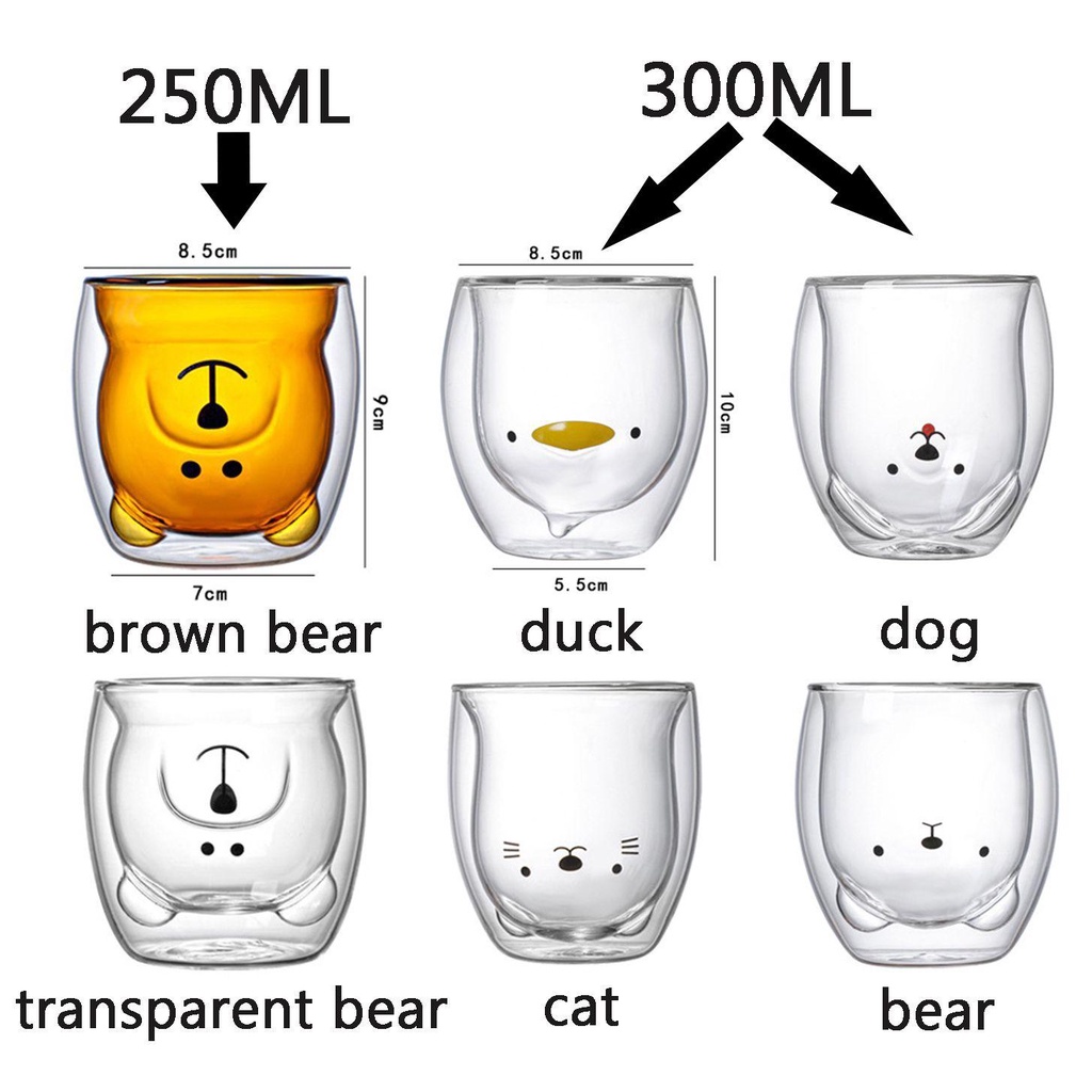 Lanfy Mug Transparan Anti Panas Gaya Hewan Bar Perlengkapan Beruang Anjing Natal Mug Hadiah