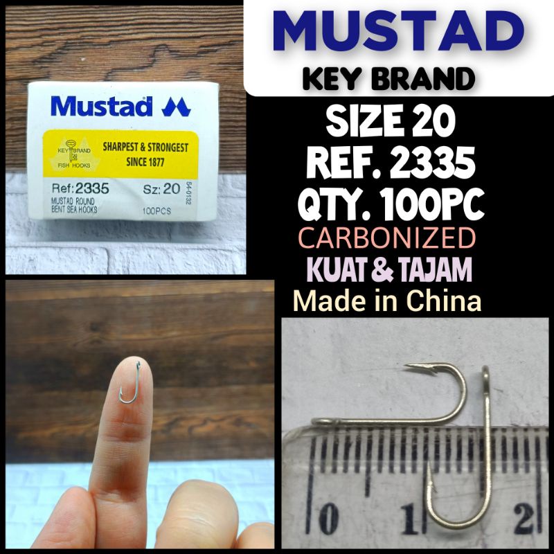 MUSTAD HOOK SIZE 20 REF.2335 QTY.100PC ROUND BENT SEA HOOKS KAIL PANCING CAP KUNCI KAIL KUAT KAIL KA