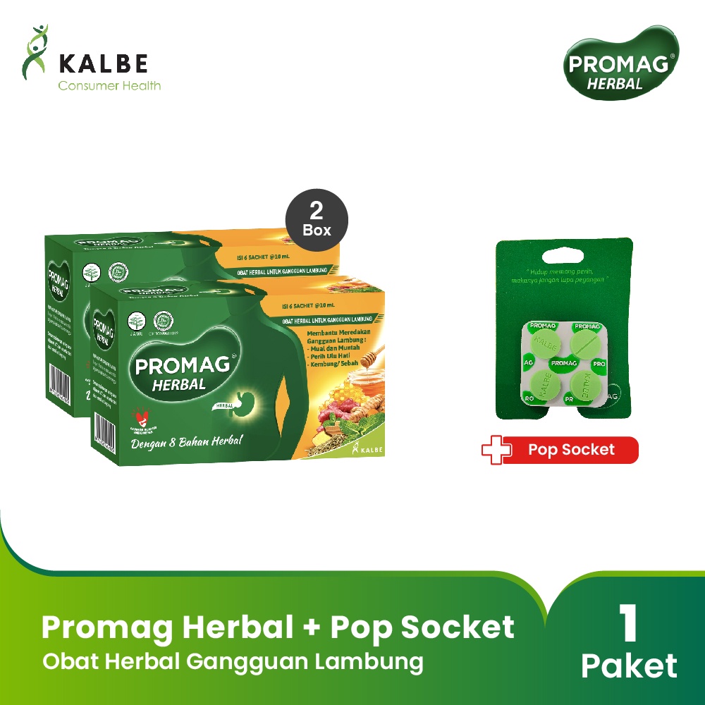 Promag Herbal Gangguan Lambung Obat Maag Herbal 2 Box Free Pop Socket