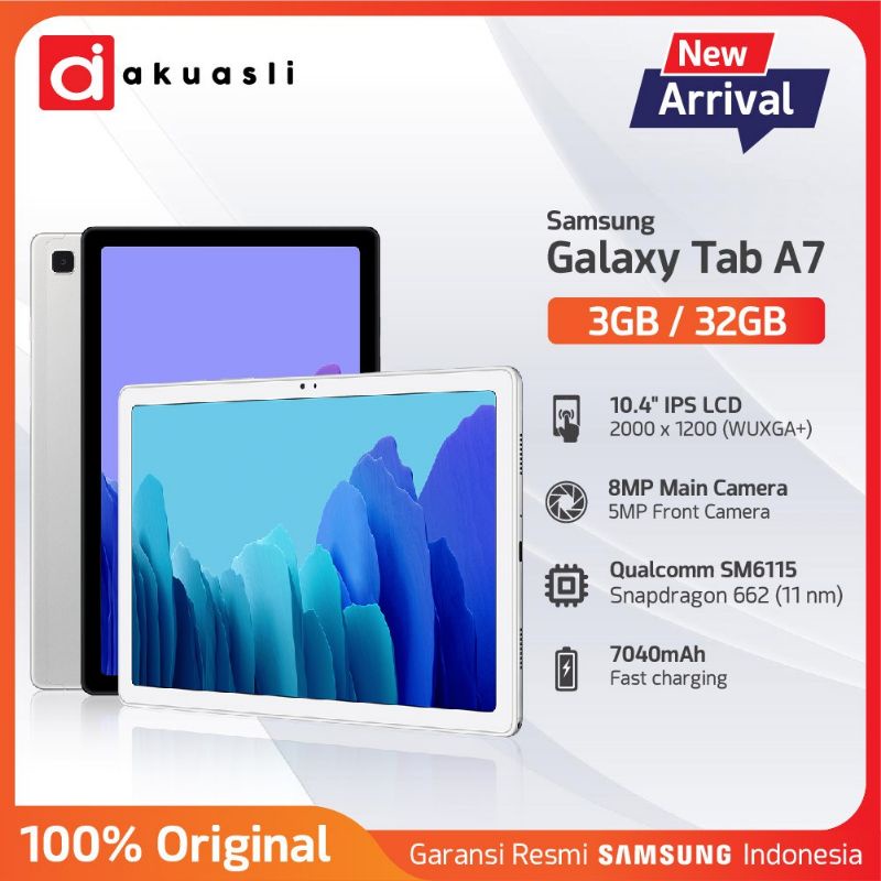 TAB SAMSUNG TAB TABLET A7 T505 RAM 3/32 3GB LAYAR 10INCH GARANSI RESMI TAM ORIGINAL NEW BARU 100% ASLI PACKING AMAN