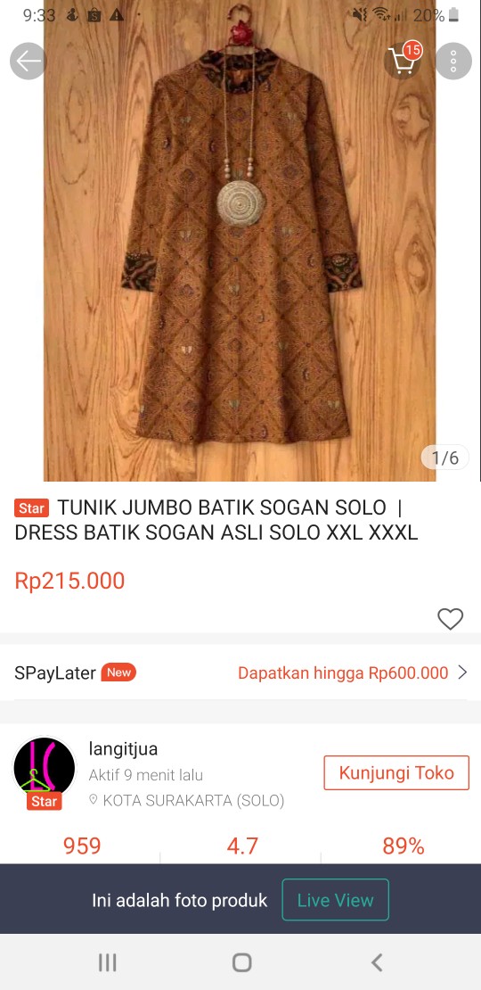 Tunik Jumbo Batik Sogan Solo  | Dress Batik Sogan Asli Solo Xxl Xxxl