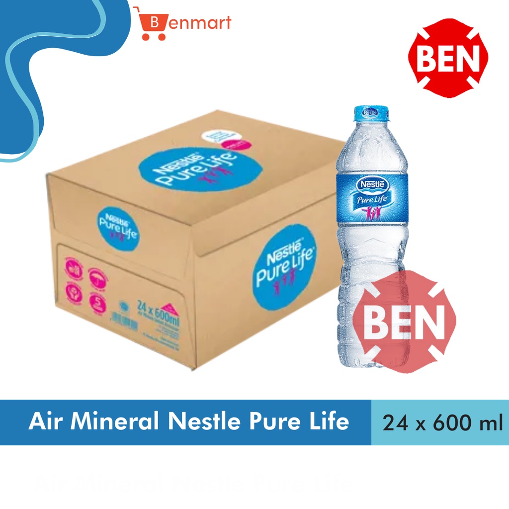 Jual Air Mineral Nestle Pure Life 600ml 600 Ml 1 Dus Karton 24 Botol Shopee Indonesia 