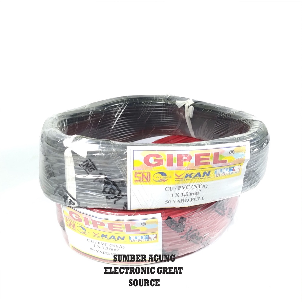 Gipel Kabel NYA 1.5 Engkel Kawat Tembaga SNI LMK KAN Panjang 50 50Y