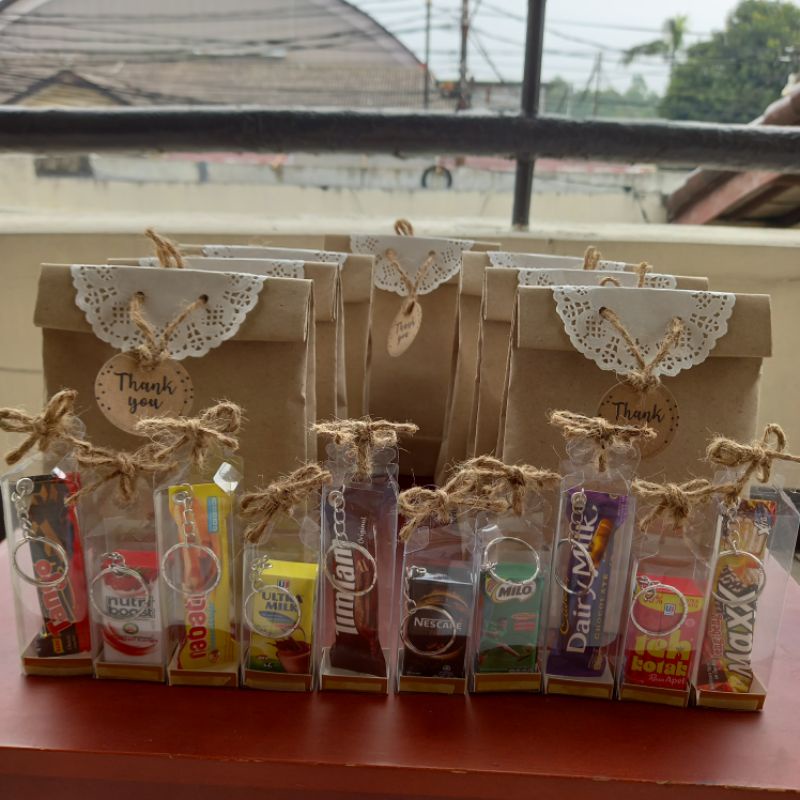 

Souvenir Ganci Minuman Kotak & Snack Unik Pouch Rustic