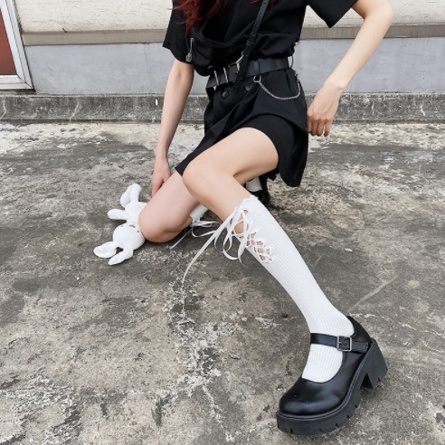 LS-14 KAOS KAKI TALI LOLITA Cosplay Japan Jepang Gothic Socks Overknee Stoking