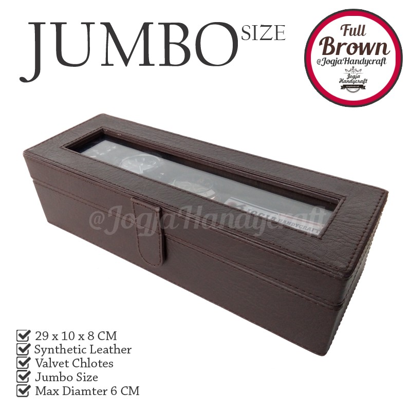 JUMBO Size Kotak Jam Tangan Isi 5 Full Brown / Tempat Jam / Watch Box