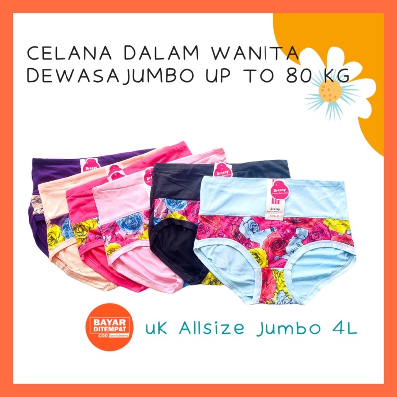 CD Celana Dalam Wanita Perempuan Dewasa 3L 4L Murah Bahan Adem Undies Kancut Celana Dalam Ibu Ibu