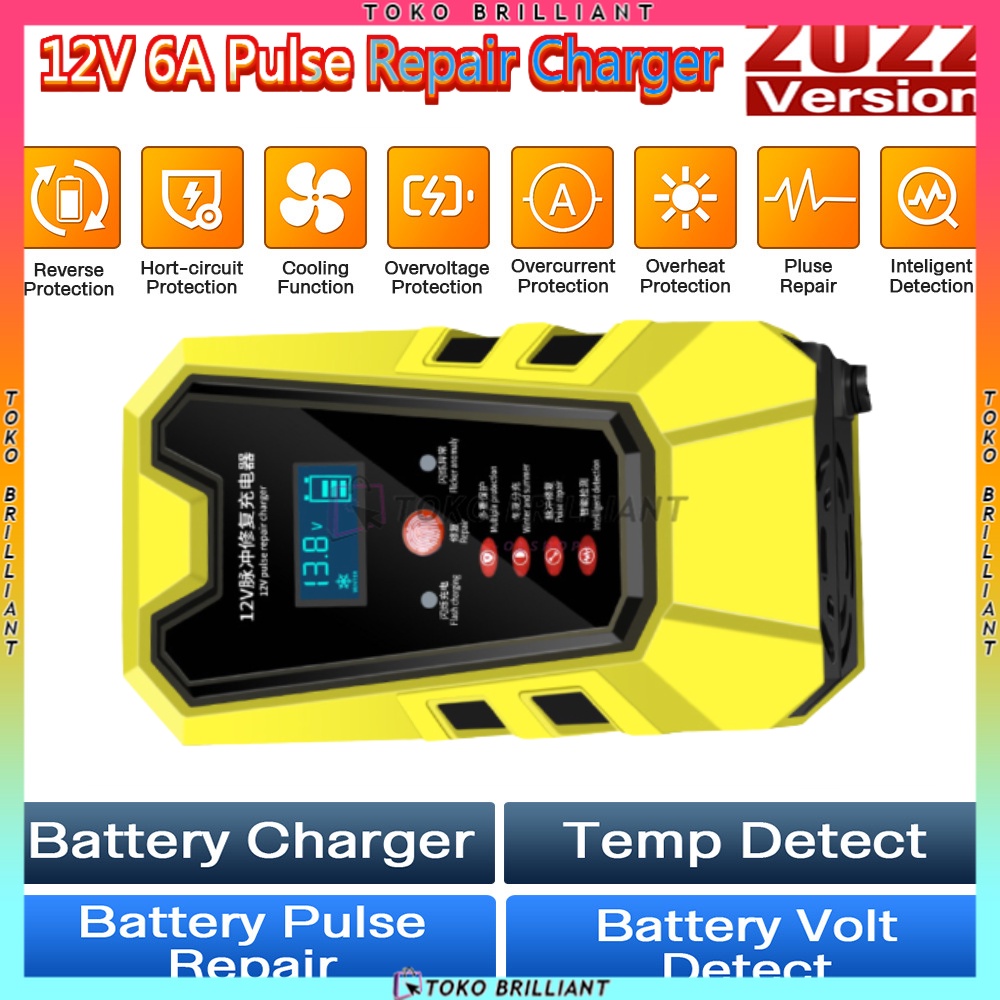 [TERBARU!!!] Charger Aki 6A 12V Mobil Carger Aki Mobil Casan Aki Alat Cas Aki Motor Carger desulfator repair aki