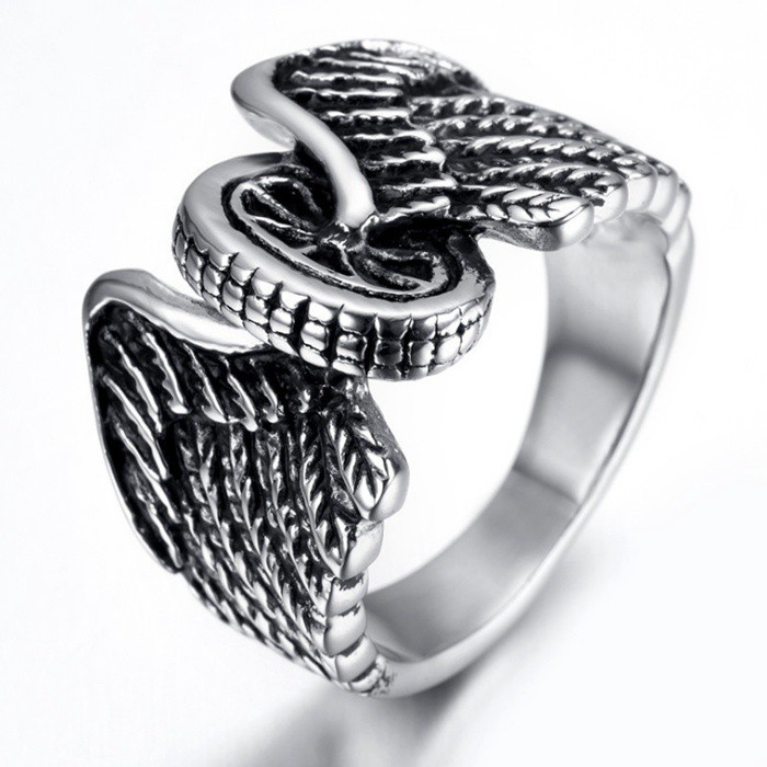 SEUSUK  Eagle Wings Motorcycles Tire Biker Ring Jewelry Fashion Motor Biker Men Ring