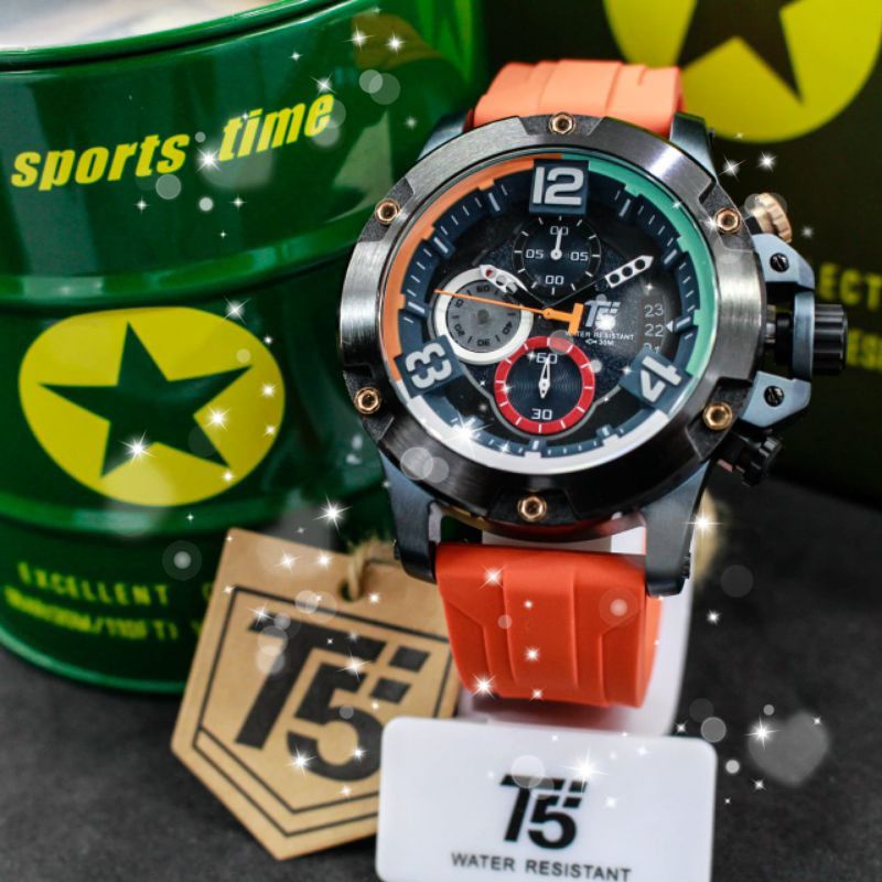 termurah bagus Jam Tangan Pria T5 H3885 3885 Original Man Rubber Chrono Watch