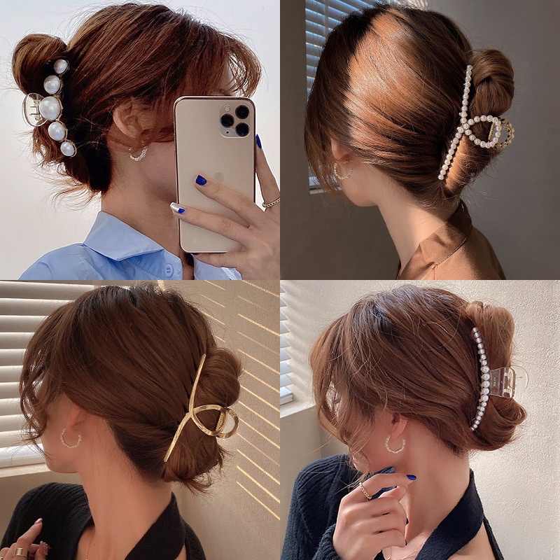 AC008 Jepit Rambut Mutiara Panjang Korea