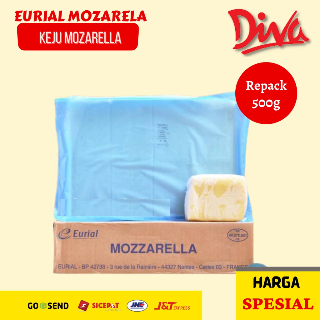 

500g] Eurial Mozarela Repak | Keju Moza | Mozarela