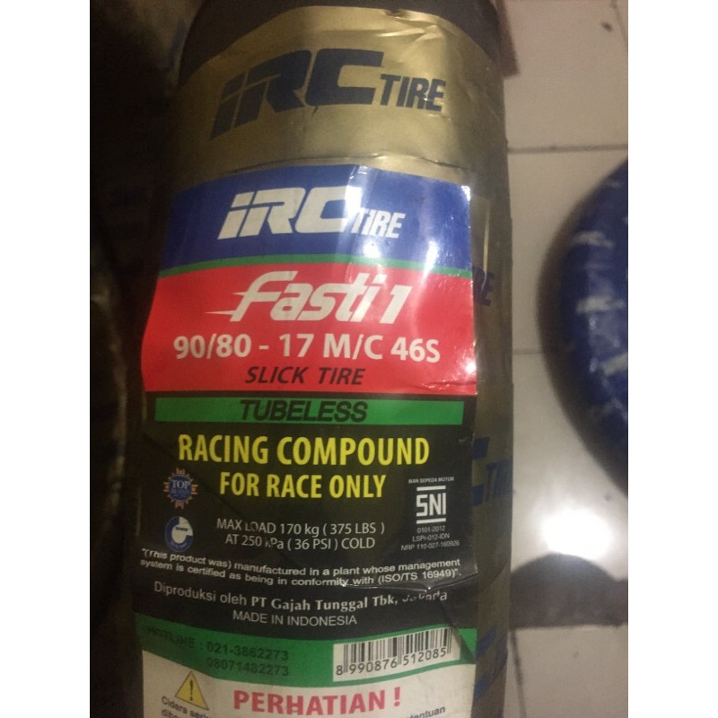 ban luar irc racing fasti 1 racing compound ring17 ukuran ban 90/80-17