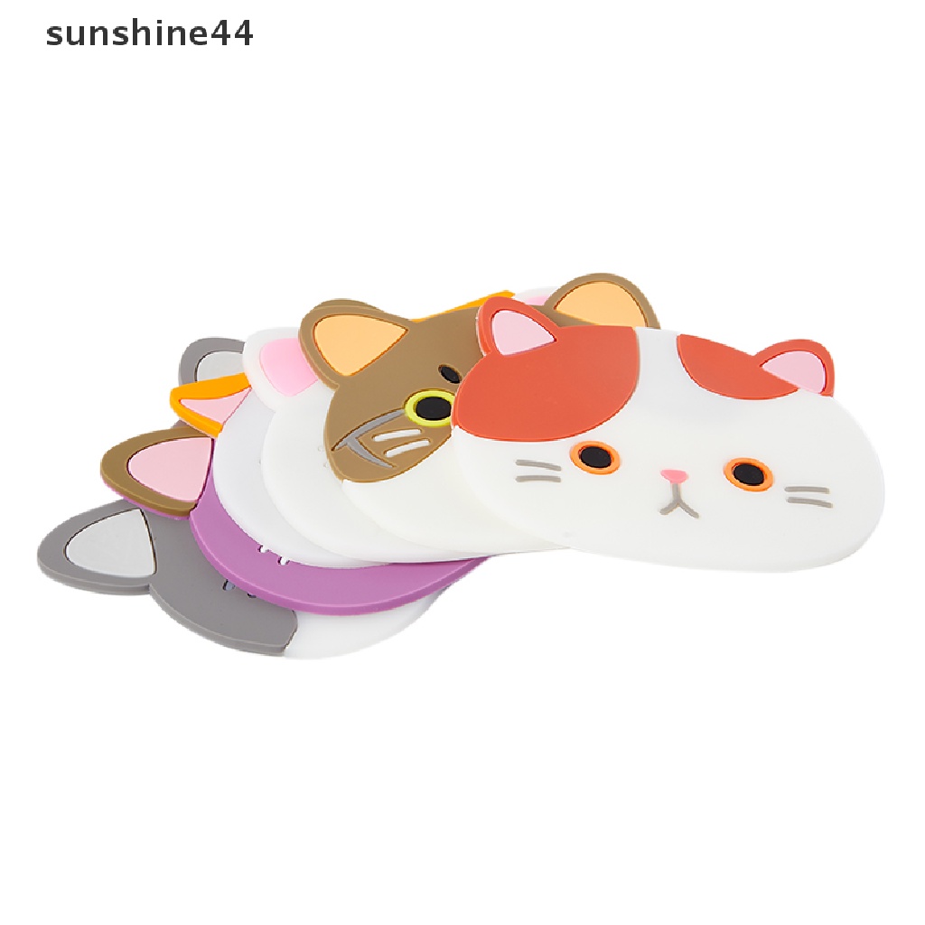Sunshine Tatakan Gelas / Cangkir Teh / Kopi Bentuk Kucing Kartun Bahan Silikon Anti slip