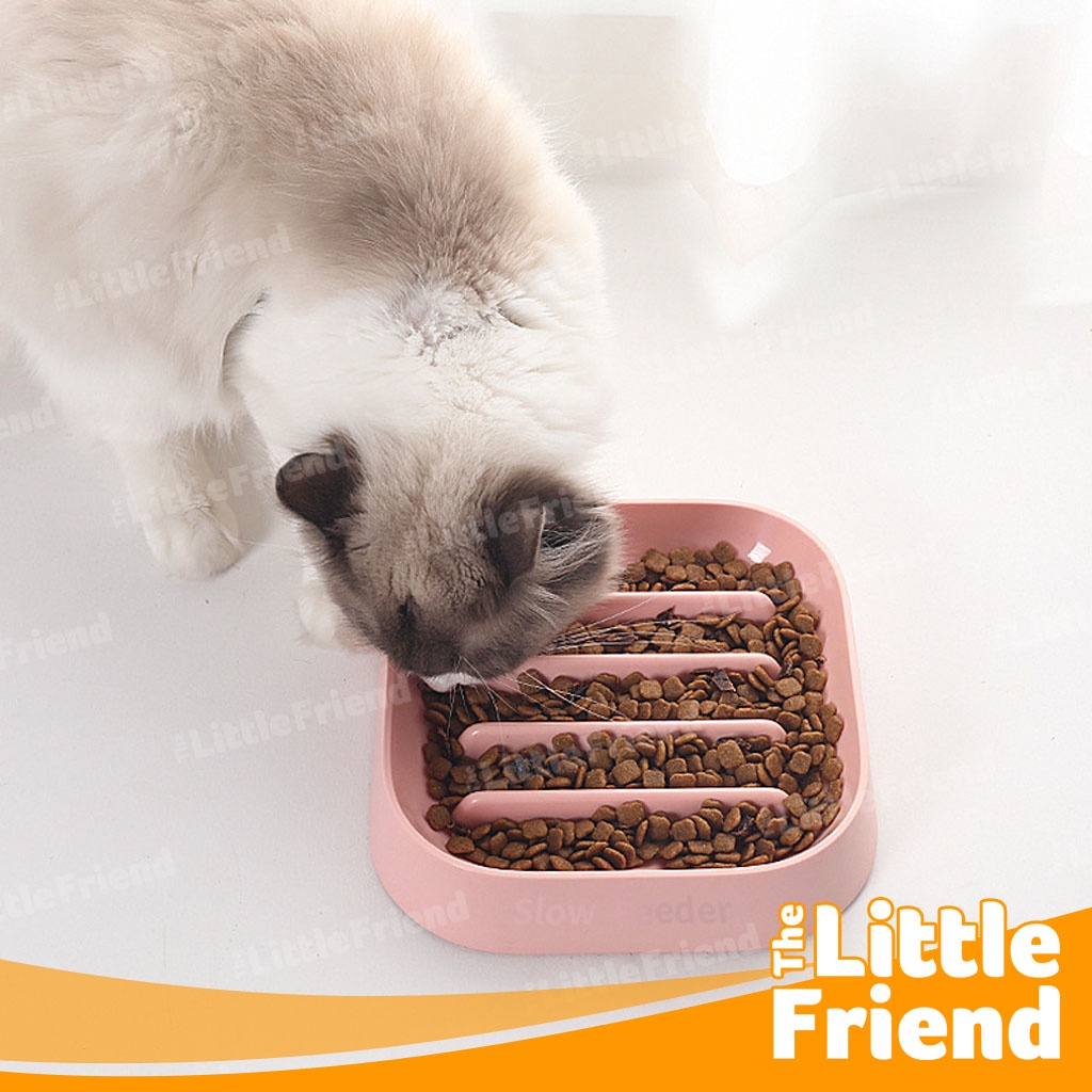 Slow Feeder Pet Bowl Anjing Kucing Anti Tersedak Non Slip Clover Stripes Baris