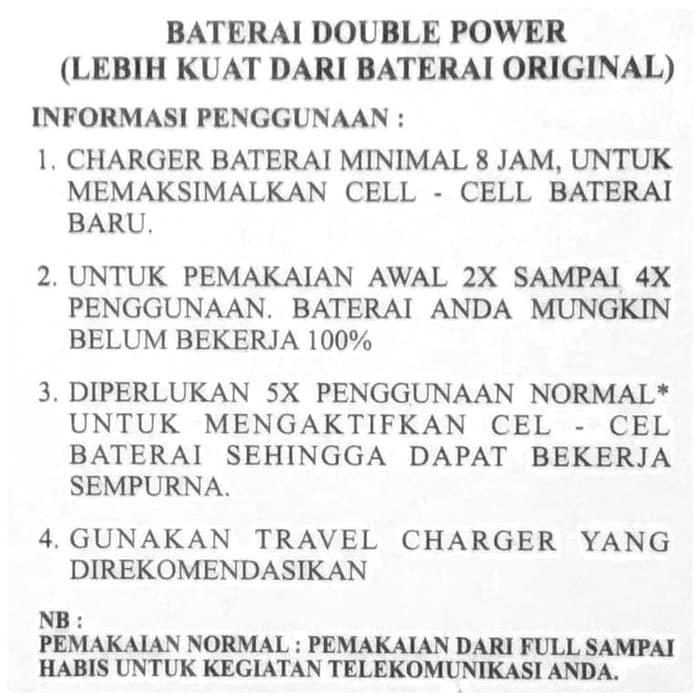 Double Power Baterai Evercoss A65B WINNER X3 3000mAh