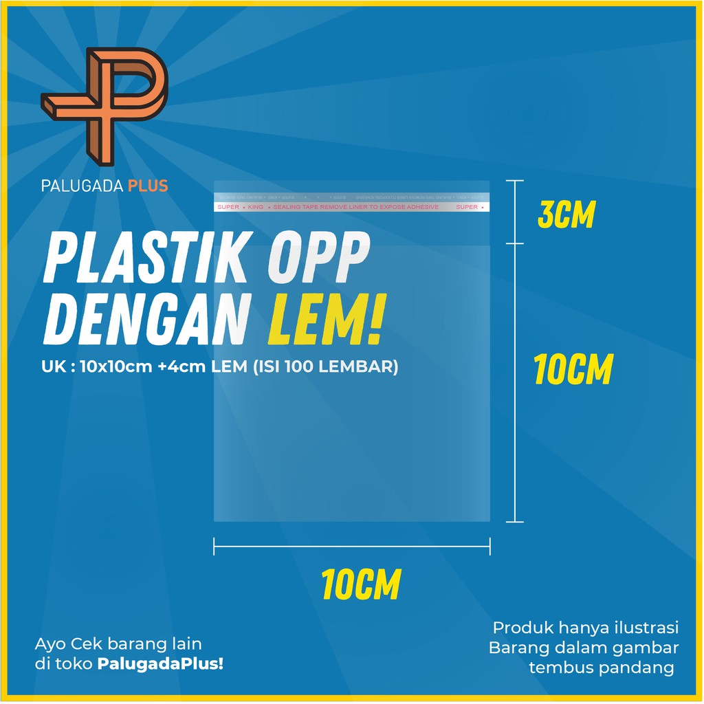 

Plastik OPP LEM Uk 10x10cm+ 3cm(LEM) 1pack/100pcs OPP roti, souvenir, aksesoris