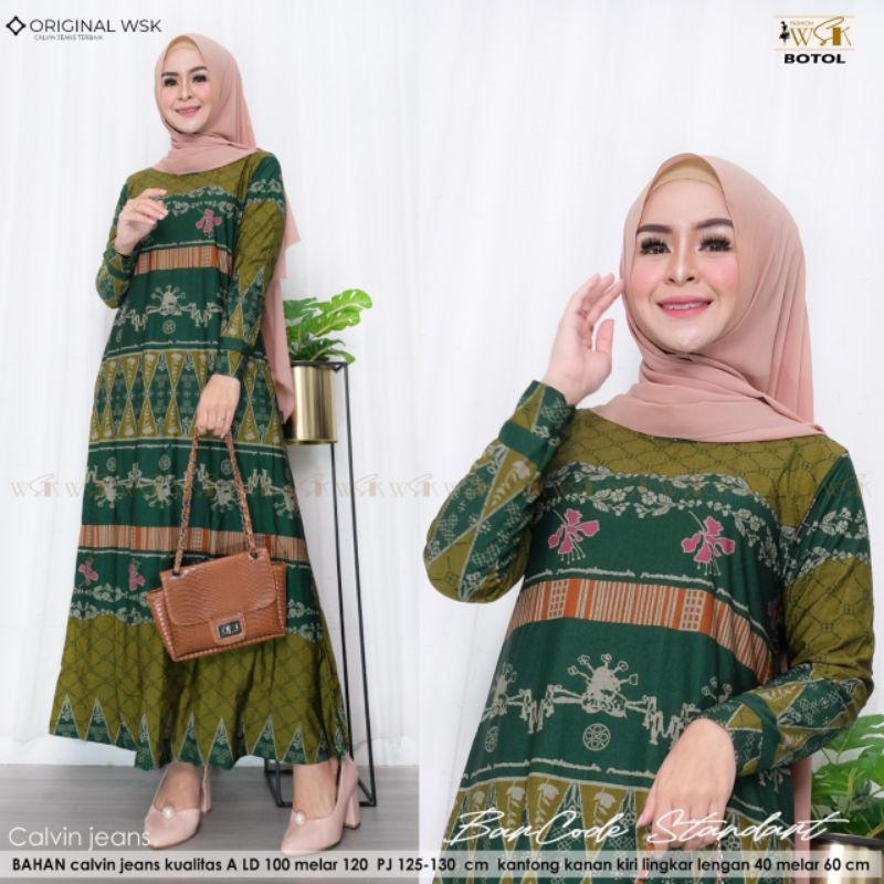 GAMIS WANITA TERBARU Barcode dress matt Calvin Jeans Premium Standar/Jumbo Ori AGR WSK