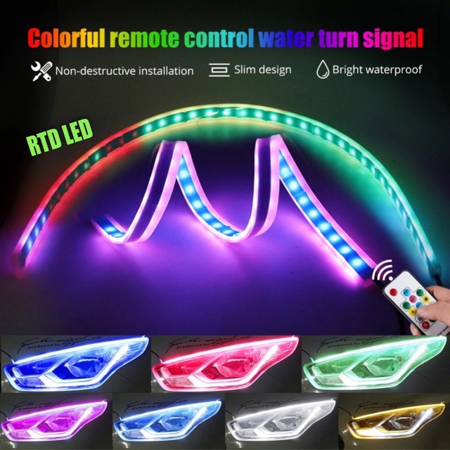 Lampu Alis RGB Drl Flexibel Slim RGB Remote Rubah Warna 30 Cm R166