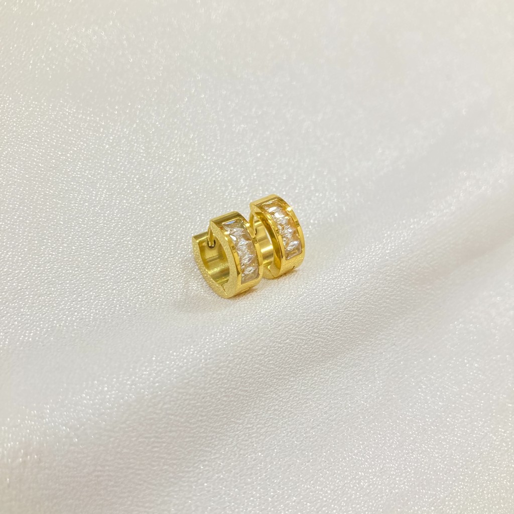 Anting Jepit Titanium Steel Permata Anti Karat Selamanya