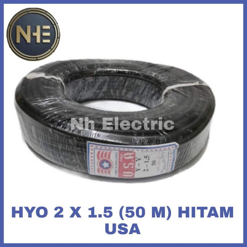 Kabel Listrik Hyo 2x1,5mm Hitam 50 Meter Usa - Kabel Serabut Hyo 2x1.5mm 50M Black Usa